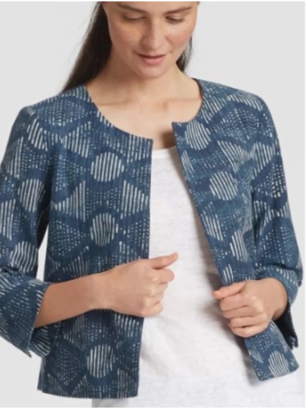 Eileen Fisher Shibori INDIGO ORGANIC JACKET S
